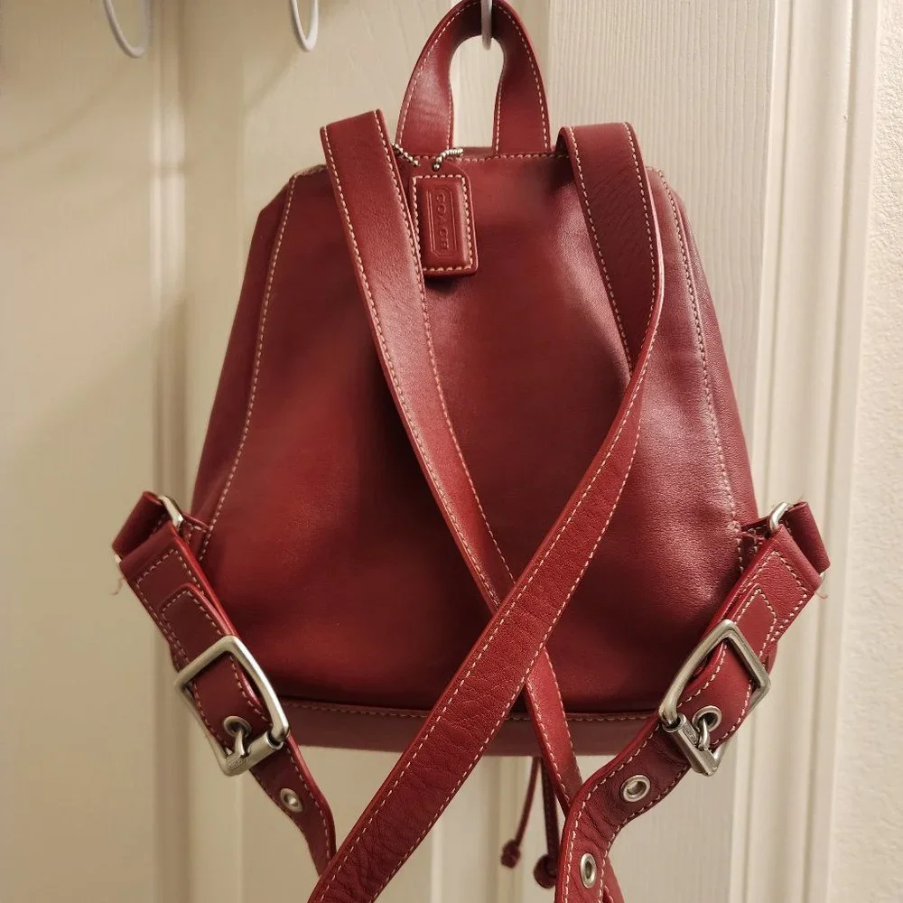 Coach Vintage Backpack Bag 9569 red leather Rare Vintage - Picture 3 of 7